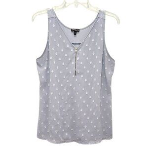 Express Swiss Dot Sheer Overlay Tank Blouse Medium Office Career Business